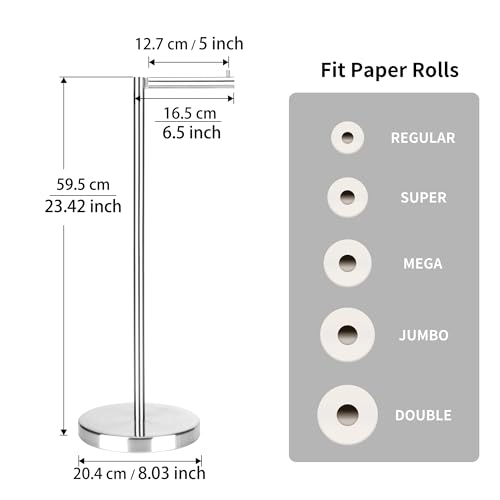 RFOUO Brushed Nickel Toilet Paper Stand,Free Standing Toilet Paper Holder Stand,4 Pounds Bathroom Toilet Paper Storage with Heavy Base for 4+1 Rolls,Toilet Tissue Holder,Toilet Roll Stand, RGJ-1C - color: Brushed Nickel