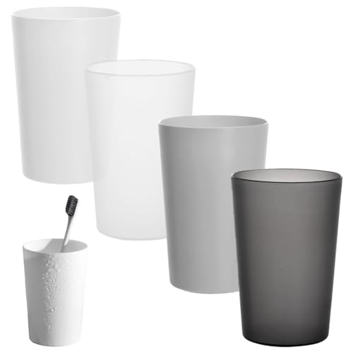 Toothbrush Cup 4Pack Bathroom Tumbler, Unbreakable Smooth Mouth Toothbrush Tumbler, Stackable Counter Cups for Travel Camping Bathroom Tidy Bathroom, Set of 4 Colors Travel Mugs(Size:4pack)