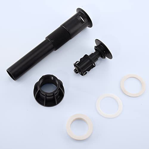 TIORIY Bathroom Vessel Sink Drain with Overflow - 1 3/4 Inch Bathroom Sink Stopper, Push and Seal Pop up Sink Drains, Bathroom Sink Vanity Assembly with Strainer, Anti Clogging, Black - color: With Overflow Black