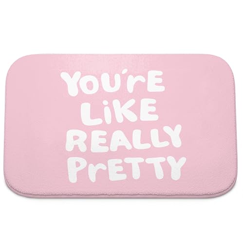 Pink You're Like Really Pretty Bathroom Mat | Pink Coquette Bath Rugs, Non Slip, 16x24 - color: Pink Girly