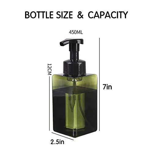 2 PCS-Foaming Soap Dispenser, Hand Soap Dispenser, Refillable Foam Liquid Hand Soap Empty Plastic Pump Bottle Container for Bathroom Vanities, Kitchen Sink, Hospital, Clinic（17 oz ） (Green) - color: Green