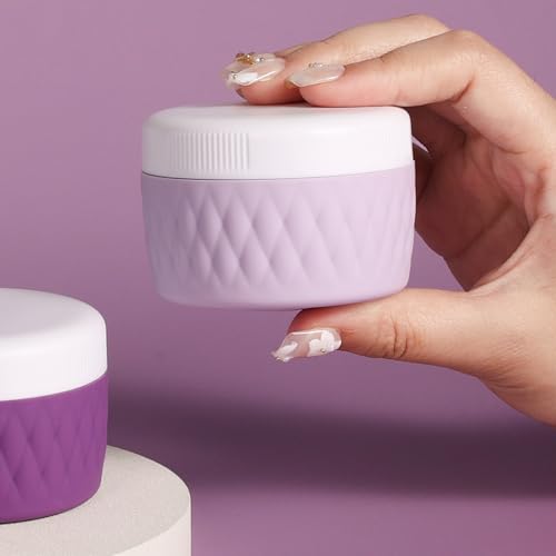 Kuangre Travel Containers for Toiletries, Silicone Cream Jars BPA-Free, TSA Approved 2oz Travel Size Containers, Leak-proof Silicone Jars with Lid for Cosmetic Face Hand Body Cream (4 Pack) - color: Purple, size: 2 Ounces