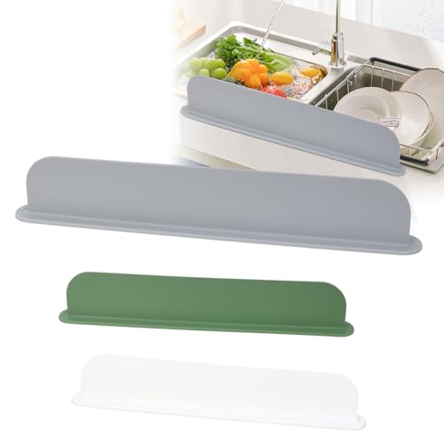 Silicone Sink Splash Guard – Extra-Long 19.3" Water Protector for Kitchen & Bathroom, No-Slip, Heat-Resistant, Dishwasher Safe (19.3 * 3.3 * 2in) (grey)