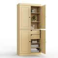 Palace Imports Solid Wood Tall Bathroom Pantry Cabinet with 4 Wooden Doors & Adjustable Shelves, Yellow - 100% Eco-Friendly, Renewable, Space-Saving Storage, 71.5" H x 32" W, Made in Brazil - color: Yellow