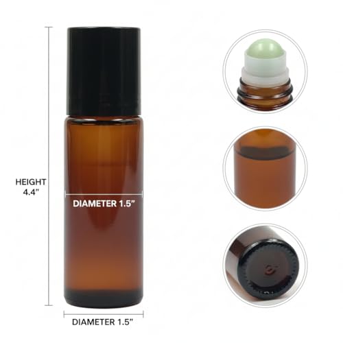 2PCS 50ml Amber Glass Roller Bottles, Green | Crystal Roller Ball, Reusable Essential Oil Perfume Deodorant Maker, Non-Plastic Roller Applicator, Aromatherapy - color: Green