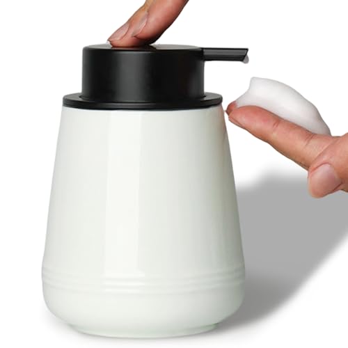 Ceramic Soap Dispenser 13oz,Hand Wash Soap Dispenser (Foam Dispenser White) - color: Foam Dispenser White