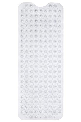 ENKOSI Bath Mat – 40 x 16 Inch Extra Long Non Slip Bathtub Mat – Anti Slip Clear Shower Mat with Suction Cups and Drain Holes – Bathroom Mat for Bath Tub and Smooth Shower Floors (40x16 Clear) - color: Clear