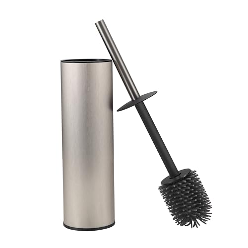 Toilet Brush and Holder Set Premium Material Toilet Bowl Cleaner Free Standing Toilet Bowl Brush and Holder 1pack Brushed Nickel - color: Brushed Nickel