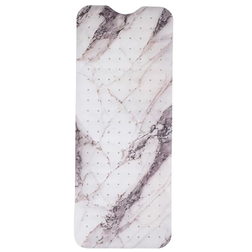 ENKOSI Bath Mat – Large 40 x 16 Inch Non-Slip Bathtub Mat with Suction Cups & Drain Holes – Extra Long Shower Mat for Tub with Marble Print Design (Grey Marble 40x16) - color: Marble Gray