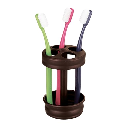 iDesign Metal Toothbrush Holder - Bathroom Cup for Bathroom Organization, The Olivia Collection - 3.25" x 3.25" x 5", Bronze - color: Bronze