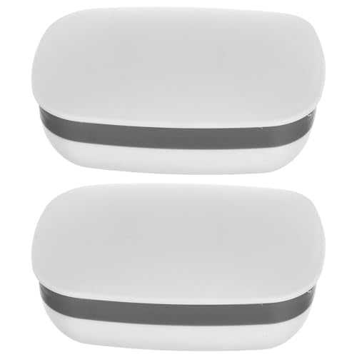 NUOBESTY Travel Soap Holder Case with Cover and Sponge, Leak-Proof Portable Soap Box for Travel, Camping, Gym, Small White Silicone Seal, 2 Sets