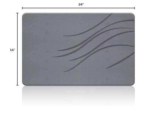 Stone Bath Mat, Diatomite Fast Drying Non Slip Stone Shower Mat, Super Absorbent for Bathroom & Kitchen, Multi-Use as Pet Mat, Easy to Clean 16"x24", Gray - color: Style 02-gray, size: 16"x24"