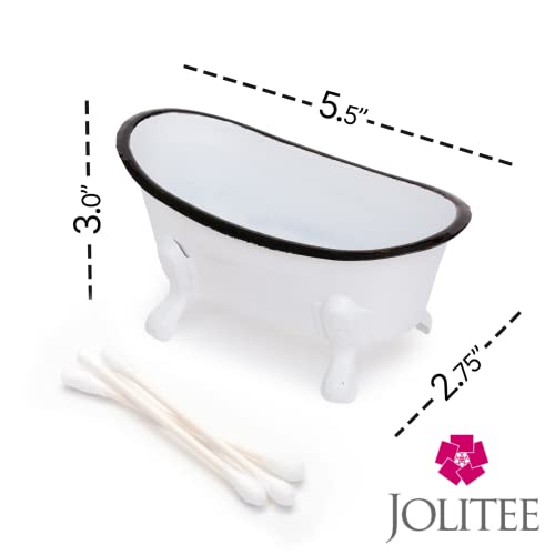 Rustic Enamel 1 Piece 5.5" Metal Clawfoot Mini Bathtub Soap Dish Mini Bath Tub Decoration Clawfoot Tub Soap Caddy White - color: White