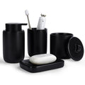 BosilunLife Ceramic Bathroom Accessories Sets Complete Bathroom soap Dispenser and Toothbrush Holder Set (Black-Liquid) - color: Smooth-black-liquid