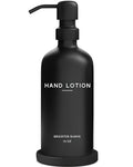 Black Glass Lotion Dispenser with Pump by Brighter Barns - Hand Lotion Dispenser Bathroom Set & Tray - Modern Bathroom Decor in Airbnb, Apartment Rental Properties, Guest House, Hotel Lobby (Black) - color: Black L
