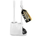 2 in 1 Toilet Plunger and Brush Set White - Toilet Brush and Plunger Set White with Stiff Bristles, Strong Vacuum Suction and Holder - Space-Saving Stand, Fits Most Standard Toilets, 9.3×6.3×15.2 inch - color: White