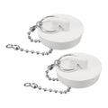 uxcell 2 Pcs Tub Stoppers, Rubber Bathtub Stoppers 1-1/2" Kitchen Sink Drain Stopper, Bathroom Drain Plug with Pull Ring and 15" Beaded Chain, White - size: 1-1/2"