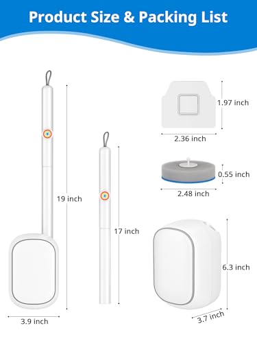Disposable Toilet Cleaner Wand and Holder Set, Wall Mounted Toilet Bowl Brush Kit with 12 Refill Heads, Hygienic Toilet Cleaning System for Bathroom and RV - size: Toilet Brush + Storage Caddy + 12 Refills