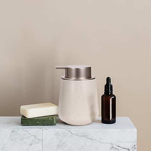Bosilunlife Ceramic Foaming Soap Dispenser - 12Oz Bathroom Countertop Kitchen Dish Soap Pump Dispenser Foam Soap Dispenser - Apricot with Speckle - color: Apricot