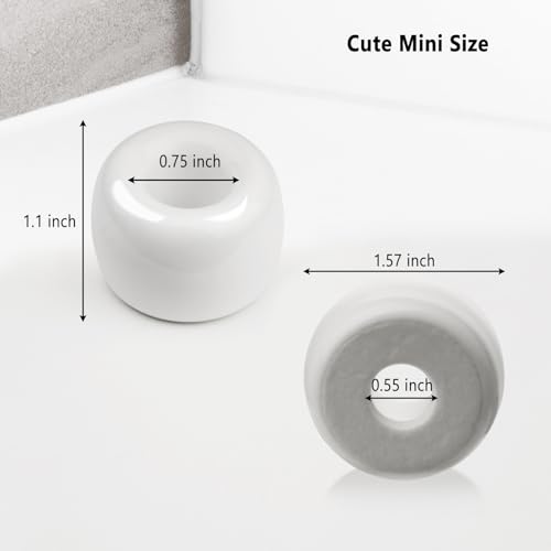 SheeChung Mini Ceramic Toothbrush Holder, Small Handmade Couple Toothbrush Stand for Bathroom Vanity Countertop Travel Camper, Bathroom Organizers and Storage, 2 Pack, White - color: White