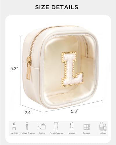 KOTORA Preppy Stuff Cute Cosmetic Bag Travel Bag - Large Makeup Bag Make Up Bag Cosmetic Bag Personalized Daughter Sister Gifts for Women Her Bridesmaid Gift Preppy Makeup Bag Tween Girls Gifts - color: Beige, style: L