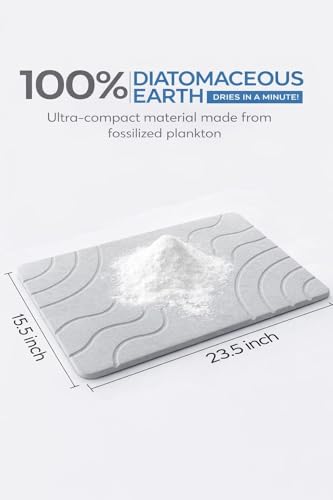 Stone Bath Mat Quick Drying Diatomaceous Earth Bath Mat Non Slip Shower Mat Super Absorbent Stone Bath Mats for Bathroom, Floor, Kitchen Counter, Easy to Clean (23.6” X 15.3”, Light Gray) - color: Light Grey