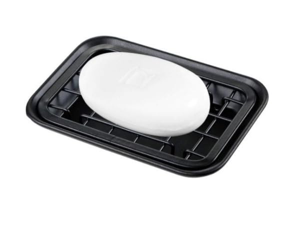 SheeChung Kitchen and Bathroom Soap Dish Tray - Metal Soap Dish Tray with Drainage Grid and Holder for Kitchen Sink Countertops to Store Soap, Sponges, Scrubbers - Rust Resistant (1 Pack, Black) - color: Black