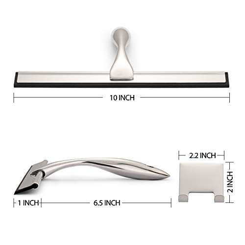 Hiware All-Purpose Shower Squeegee for Shower Doors, Bathroom, Window and Car Glass - Stainless Steel, 10 Inches - color: Silver, size: 10-Inch
