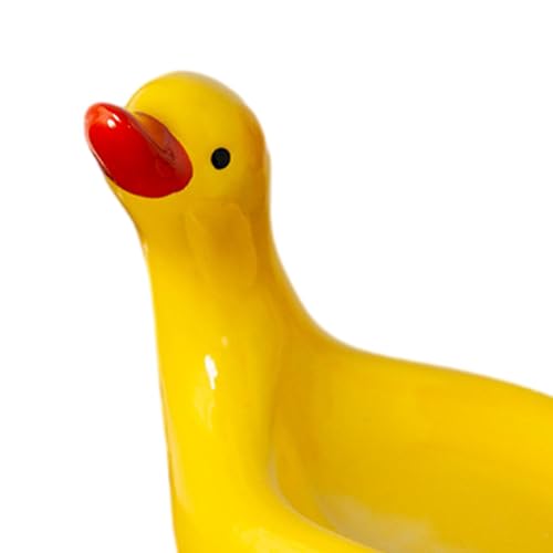 Ceramic Duck Soap Dish with Self-Draining Tray, Yellow Bathroom Soap Holder for Shower, Bathtub, and Kitchen Countertop - color: Yellow