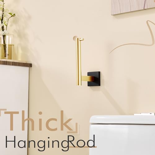 KOKOSIRI Toilet Paper Holder Black with Gold Toilet Roll Holder Hold Mega Rolls Kitchen Bathroom Tissue Paper Dispenser Stainless Steel, B2005GDK - color: Black Gold, size: Horizontal