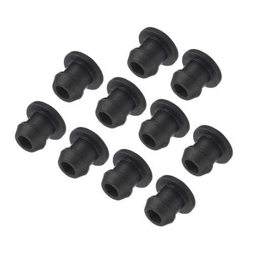 MECCANIXITY Silicone Snap in Locking Hole Plugs,Rubber Panel Seal Cover Flush Type Panel Round for Kitchen Rubber Bulkheads Waterproof Sealing Plugs 6mm/0.2 Inch Diameter Black,Pack of 10 - size: 6mm