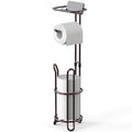 Simple Houseware Bathroom Toilet Tissue Roll Holder Stand with Cell Phone Shelf, Bronze - color: Bronze, size: Wired Shelf - 23.5''H