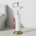 RUMOSE Toilet Paper Holder Stand for Floor, Antique Brass Bathroom Free Standing Toilet Tissue Roll Holder with Storage, Adjustable 17-25 Inch, SUS304 Stainless Steel - color: Antique Brass