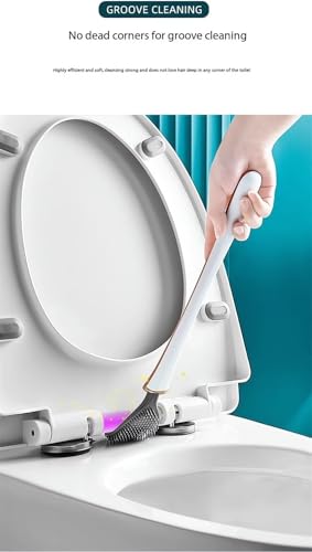 Modern Flexible Silicone Toilet Caspa for Home 2025 Upgrade Silicone Toilet Brush Ergonomic Toilet Brush and Holder Set Toilet Bowl Brush Wall Mounted Toilet Brush for Dead Corner Clean (Green) - color: Green