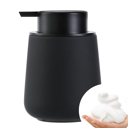 Bosilunlife Ceramic Foaming Soap Dispenser - 12Oz Bathroom Countertop Kitchen Dish Soap Pump Dispenser Foam Soap Dispenser - Rubber Paint Black - color: Rubber Black
