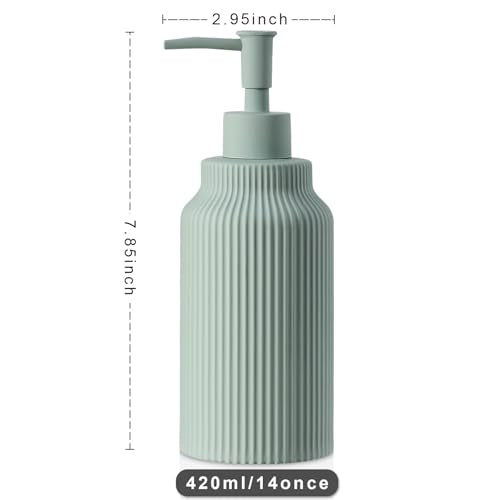 Modern Ceramic Soap Dispenser for Bathroom，14oz Ceramic Soft Touch Hand Lotion Dispenser with Pump，Liquid soap Dispenser for Kitchen (Green) - color: Green