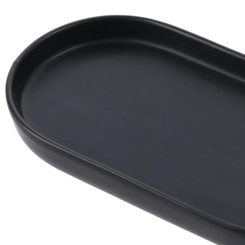 1 Pcs Ceramic Matte Black Round Soap Dispenser Tray, Multi-Purpose Lotion Bottle Hand Sanitizer Dispenser Bottle Mouthwash Cup Tray for Kitchen Sink, Bathroom