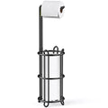 Meangood Toilet Paper Holder Stand and Tissue Paper Roll Dispenser for 4 Mega Rolls, Bathroom Free Standing Tissue Roll Storage Holder Rack, Metal Wire (Black) - color: Black 2
