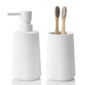 YAUKPH Bathroom Accessories Set 2 Piece Soap Dispenser and Toothbrush Holder for Bathroom Countertop Striped White - color: Striped White