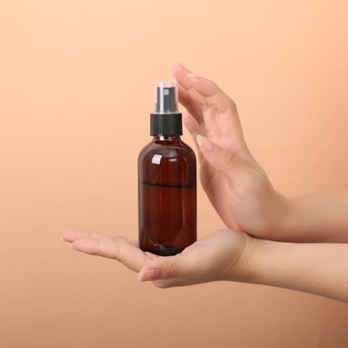 STARSIDE 24-Pack 4oz Amber Glass Spray Bottles with Fine Mist Sprayer | 120ml Travel Bottles for Cosmetic Essential Oils, Cleaning Solutions, Perfumes & Liquids, Includes Funnels, Labels, Brush - size: L