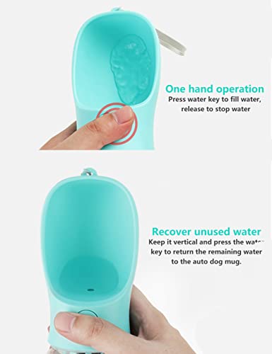 Kalimdor Dog Water Bottle, Leak Proof Portable Puppy Water Dispenser with Drinking Feeder for Pets Outdoor Walking, Hiking, Travel, Food Grade Plastic (12oz Blue) - color: 12oz Blue