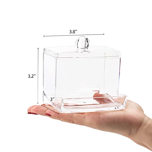 Tbestmax 2 Pack 10oz Qtip Dispenser Big Clear Qtip Holder, Bathroom Container Organizer Accessories Decor for Storage-Qtips Cotton Ball - color: 2Pcs-Clear