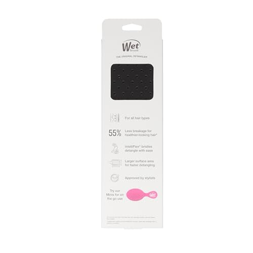 Wet Brush Paddle Detangler Hair Brush, Black, Ultra-Soft IntelliFlex Bristles with AquaVent Design, Great For Treatment & Mask Application, Women, Men, Wet, Dry and Damaged Hair - color: Black, size: 1 Count (Pack of 1)