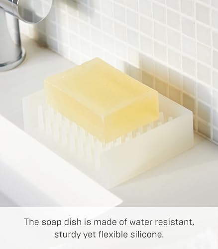 Yamazaki Home Self Draining Soap Tray - Floating Holder Dish for Sink, Silicone, No Assembly Req. - color: Clear
