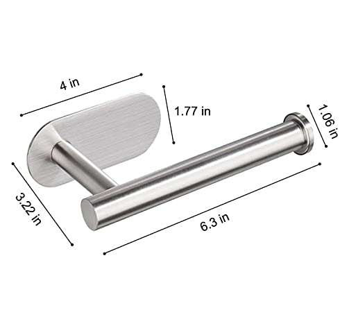 2 PCS Toilet Paper Holder, Premium SUS304 Stainless Steel Rustproof Wall Mounted Toilet Roll Holder No Drilling Toilet Tissues Holder for Bathroom, Washroom, Kitchen (Silver) - color: Silver