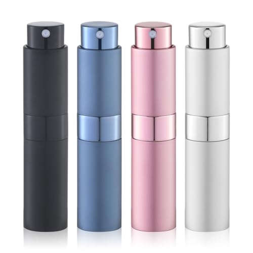 Lulupack Travel Perfume Bottle Refillable - Cologne Spray Atomizer Mini - Small Travel Size Sprayer Empty for Refill Sample Container - Portable Fragrance Decant Dispenser Men Women 8ml 4PCS Silver - color: General Series