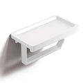 Pure White Toilet Paper Holder with Shelf, Premium Thicken Aluminum Alloy, Self Adhesive Toilet Tissue Roll Holder Wall Mount for Bathroom, Washroom, Kitchen, RV with Cell Phone Storage - color: Pure White