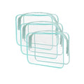 Buminee Clear Travel Bags for Toiletries, Makeup Bags, Cosmetic Bags, 6.3" x1.77" x5.1" Plastic Toiletry Bag, Clear Pouch, Cosmetic Bag for Women and Men-3 Pack Blue - color: blue 3 pcs
