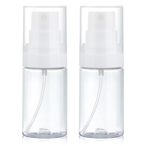 Travel Spray Bottle 2 Pack 1.35oz / 40ml Small Fine Mist Spray Bottles | Empty Mini Spray Bottles Refillable Plastic Travel Bottle - Leak Proof - for Face Toner, Hair Mist, Plants, Cleaning - color: clear+clear