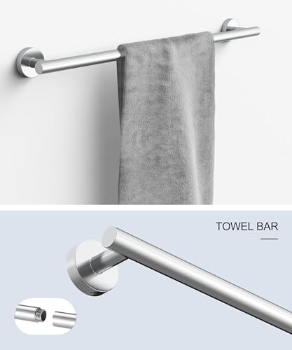 5 Pcs Chrome Bathroom Hardware Accessories Set, HOMEMYSTIQUE SUS304 Stainless Steel Towel Rack and Toilet Paper Holder Set, 26 Inch Towel Bar Set Wall Mounted - color: Chrome, size: 5 Pieces
